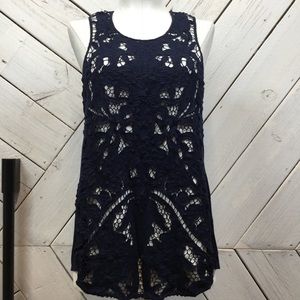 Anthropologie Akemi + Kin Navy Blue Lace Tank Top